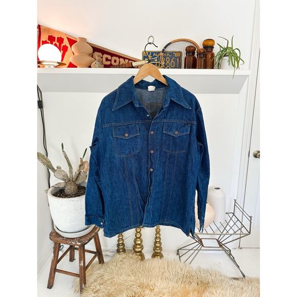 Vintage 1970s Denim Snap Closure Shirt Large 23 x 28 - Picture 1 of 4